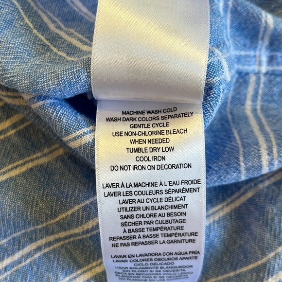 Ben Sherman Blue White Striped Linen Blend Shirt Medium NEW Summer - Picture 4 of 6